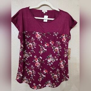 Mason & Belle By Stitchfix Floral Burgundy Women's Top